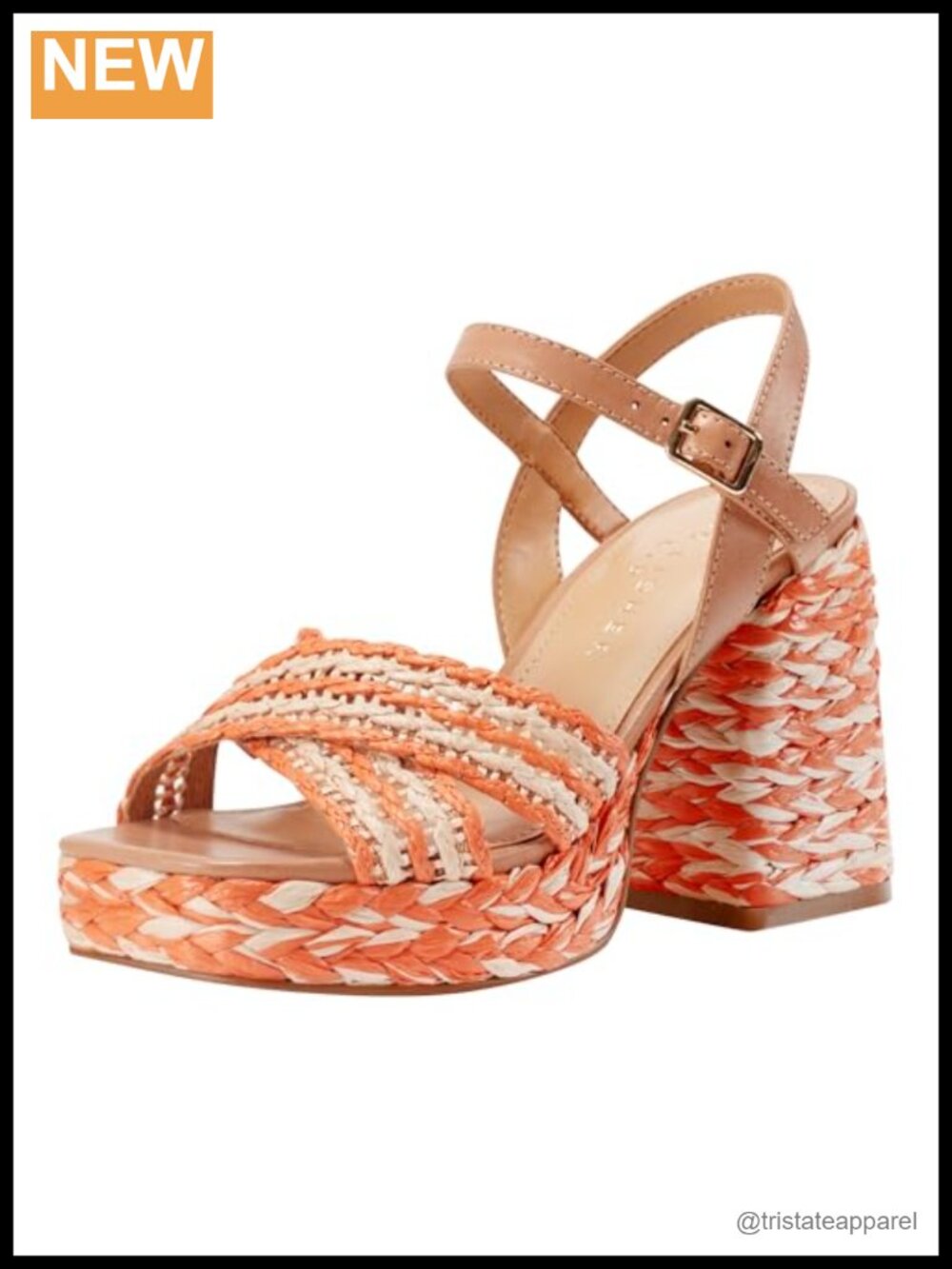Woven Block Heel Buckled Strap Dressy Sandal